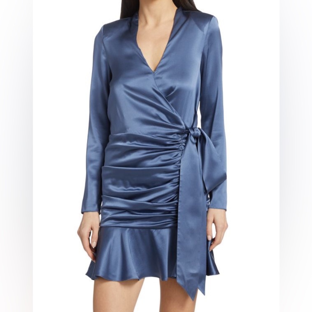 VERONICA BEARD NWT
Agatha Silk Satin Wrap-Effect Mini Dress